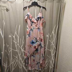 I.N. San Francisco pink floral romper w/ high-low skirt size 3